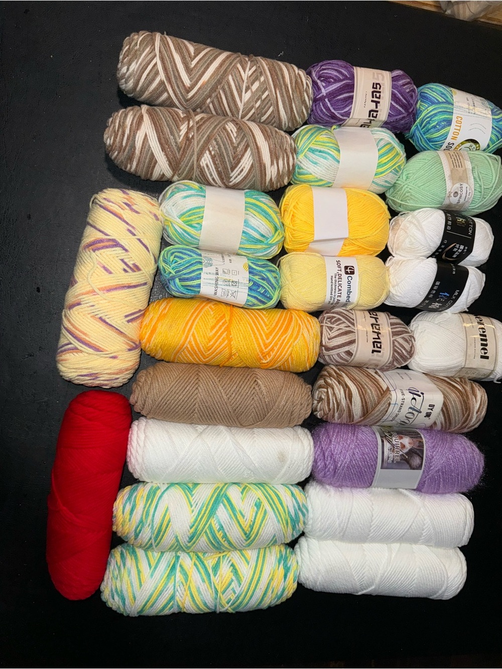 Yarn Lot of 25 skeins various sizes and styles all new lot #5